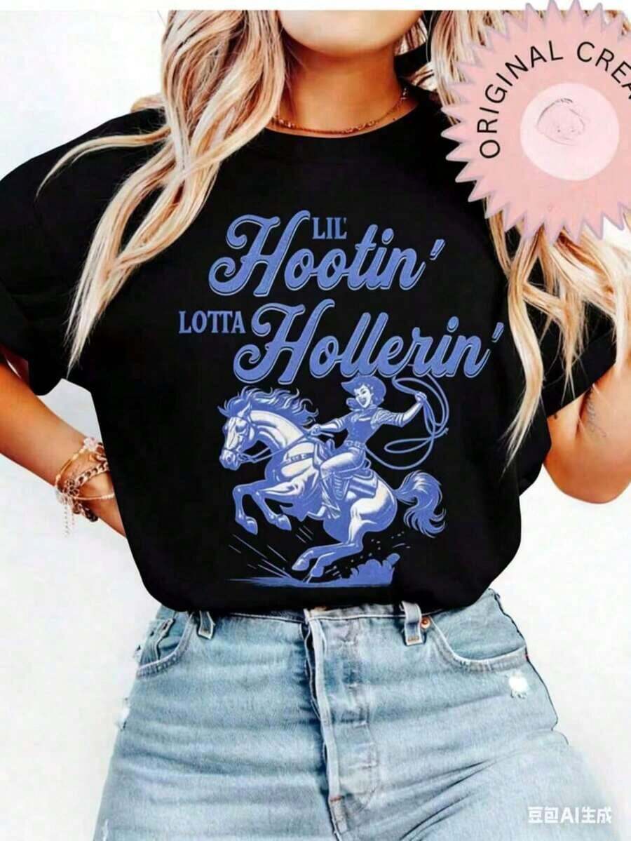 Camisetas Premium Casuales Unisex con Diseño Gráfico Vintage de Vaquero, Camiseta Retro de Vaquero de Talla Grande, Camiseta Lavada Vintage © Camiseta de vaquera, camisa estilo western, regalo para chica campestre, 100% algodón, camiseta de manga corta de gran tamaño, clásica, de algodón grueso, con estampado gráfico, top casual de manga corta para mujer, nueva camiseta elegante. - Negro - Ver 1