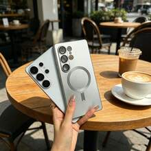 Luxury Magnetic Case Compatible With Samsung Galaxy S26 Ultra S25 Ultra S24 Ultra S23 Ultra S26 S25 FE A56 A36 A55 A57 A37 A17 A16 A06 A07 Soft TPU Case - Silver - View 6