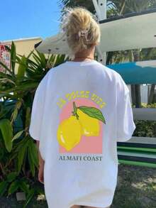 Camiseta para Mujer con Estampado Natural, Cuello Redondo, Manga Corta, Diseño Oversized, Ideal para Verano - Blanco - Ver 1