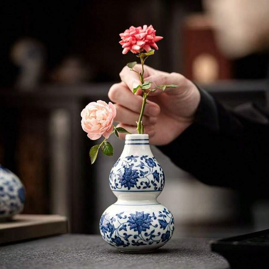 青花瓷花瓶,复古家居装饰,创意中式小花瓶,家居装饰,房间装饰,茶室装饰 - A - 查看 1