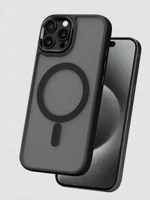 磁吸式 TPU 黑色基礎手機殼 MagSafe PC+TPU 2合1 磁吸無線充電保護殼 黑色 適用於 Apple 17 ProMax，親膚紋理，神祕霧面朦朧視覺，防滑防摔，PC+TPU 材質，適用於 iPhone，春季禮物、生日、週年紀念、專業辦公慶祝 - 黑色 - 查看 12