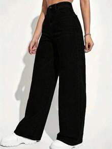 Jeans de pierna recta de color claro para adolescentes - Negro - Ver 1