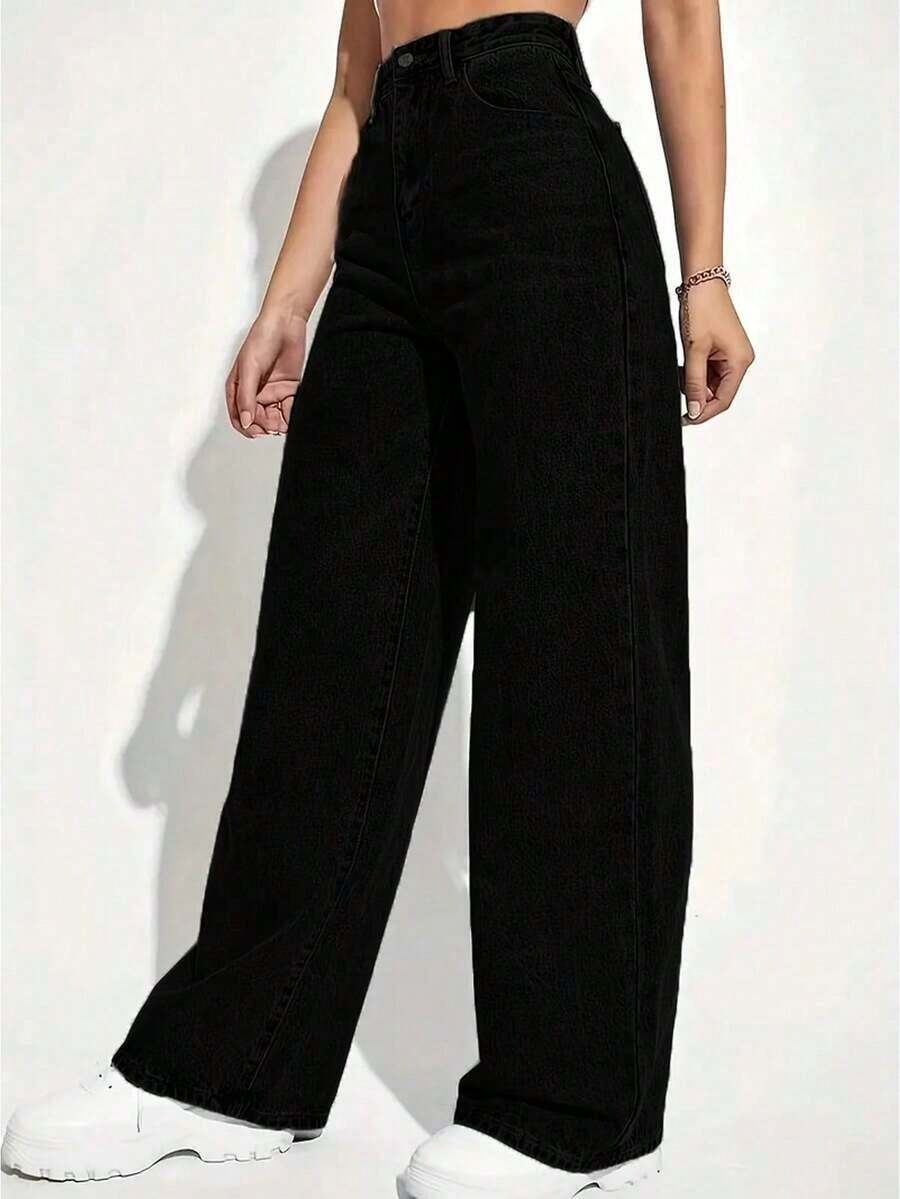Jeans de pierna recta de color claro para adolescentes - Negro - Ver 1