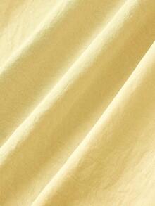 Vestido elegante de longitud media sin mangas con diseño de cintura plisada y unicolor para mujer - amarillo ganso - Ver 7