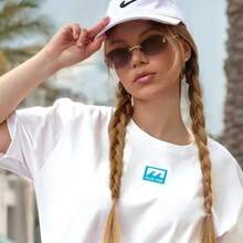 Camiseta de algodón para mujer, de marca china de moda, estilo retro, corte ajustado, con estampado divertido, estilo europeo y americano, de manga corta y casual. - Blanco - Ver 5