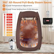 GOFLAME Steam Sauna Tent Full Body Sauna For 1 Or 2 People Personal Sauna SPA For Relaxation Sauna Tent At Home With Foldable Chair Timer Remote Control - Brown - View 3