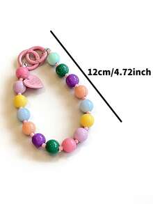 Dopamine Cute Macaron Color Beaded Keychain, Colorful Bead Heart Pendant, Universal Phone Lanyard & Bag Accessory - Multicolor - View 7