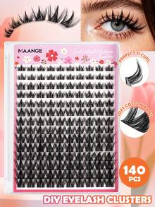 MAANGE Halloween 280/260/140/100 CC Curl Single Cluster Segmented False Eyelashes, 10 Rows Natural Realistic 3-Step European & American Style, Moist Mango Eyelashes, Cross 3D Simulation Eyelashes, Reusable, Optional Disposable Eyebrow Brush, Halloween Gift, Halloween Party Eyelashes, Holiday Gift For Women - CC - View 11