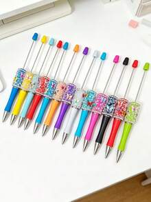 [30pcs] Includes 10 Cute Bow Bead Pens, Paired With 10 Extended Rods To Meet More Creative Needs, 10 Replacement Ink Refills For Reuse, Cute Desk Decor, Suitable For Gifts, Daily And Holiday Use - Multicolor - View 2