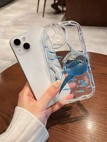 1个鲨鱼图案奶油色透明防摔手机保护壳，TPU材质，适合作为节日礼物，兼容苹果iPhone Xs/Xs Max/Xr/11/12/13/14/15/16 Pro/Pro Max/14/15/16 Plus/17，男女通用 - 彩色 - 查看 4