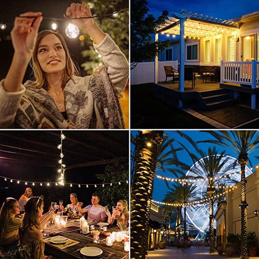 G40 Solar String Lights Outdoor LED Solar Powered Globe String Lights Waterproof Hanging Lights, Suitable For Garden, Backyard, Porch, Patio, Balcony Decoration - 暖光 - 查看 1