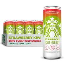 Starbucks Iced Energy Drink, Tropical Peach, Zero Sugar Energy Drink, Plant Based Caffeine, Hydration, Mental Clarity, 12 Fl Oz Cans (Pack Of 12) - Strawberry Kiwi - View 5