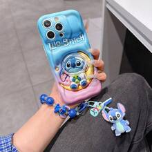 Disney Lilo & Stitch Phone Case With Stitch Charm And Stitch Lanyard - Cute Stitch Protective Case With Astronaut And Moon Gradient Design, Equipped With Delicate Stitch Decorative Lanyard And Beaded Bracelet For Easy Carrying, Compatible With IPhone 17, 16, 15, 14, 13, 12, 11 Pro Series, Ideal For Birthdays, Holidays, Anniversaries, Graduation Gifts, Or Any Special Occasion To Surprise Family, Friends, Classmates, And Loved Ones. - 白色 - 查看 1