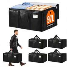 Bolsas De Mudanza Extra Grandes Y Bolsas De Almacenamiento Con Correas, Cremalleras Y Asas, Bolsas Impermeables Para Mudanzas Y Almacenamiento Navideño , piezas(73X35X37cm - Negro02 - Ver 1