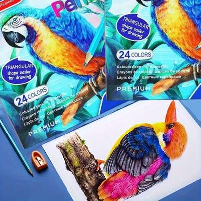 Advanced Color Pencils, 24 Vibrant Shades, 3mm Lead, HB Hardness, Ideal For Artists And Gifts