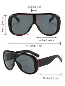 1 Pair Men's Large Frame Windproof Fashion Glasses, Suitable For Riding, Beach Vacation, Street Photography, Fashion Accessory - Glossy Black/Grey - View 4