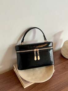 New Minimalist Hand-Held Box Bag, Shoulder & Crossbody Bag - Black - View 7
