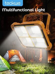 Teckwe 太阳能泛光灯，超亮 LED 应急照明，USB 可充电便携式手电筒，适用于露营/夜市/旅行/停电照明，充电应急户外太阳能便携式泛光灯露营夜市地摊灯小黄灯 - 黃色 - 查看 1