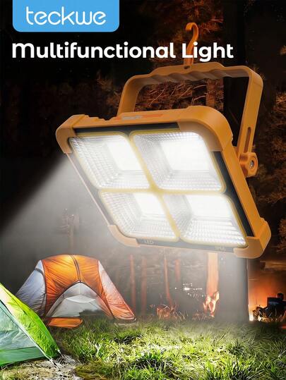 Teckwe Đèn pha năng lượng mặt trời, đèn chiếu sáng khẩn cấp LED siêu sáng, đèn pin cầm tay sạc USB, thích hợp cho cắm trại/chợ đêm/du lịch/chiếu sáng khi mất điện, đèn pha năng lượng mặt trời cầm tay khẩn cấp ngoài trời, đèn cắm trại, chợ đêm, quầy hàng, đèn vàng nhỏ
