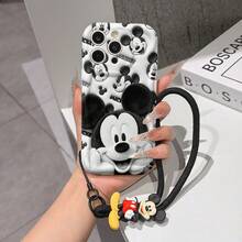This Disney Mickey Mouse Lanyard Phone Case Is Fully Covered In TPU Material. It's Shockproof, Lightweight, And Compatible With IPhone17/16/11/13/15/15 Plus/15 Pro/15 Pro Max/12/14 Pro Max/11 Pro Max/12 Pro/12 Pro Max/13. This Phone Case Makes A Popular Birthday Gift Or Business Gift; It's Durable, Stain- And Fingerprint Resistant, And Suitable For Both Men And Women. The Set Also Includes A Mickey Mouse Phone Case And A Mickey Mouse Plush Bracelet. It's A Perfect Gift For Friends And Family. This Stylish Phone Case Is Fun, Lightweight, And Durable. IPhone17 Pro Max Phone Case, Minnie Mouse Phone Case. - trắng - Xem 6