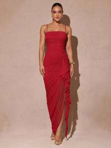 Women Midi Dresses - Rojo - View 8