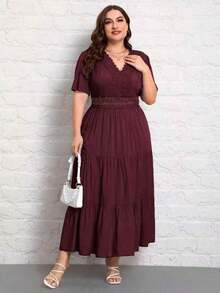 VCAY Vestido con encaje bajo a capas - Rojo violeta - Ver 4