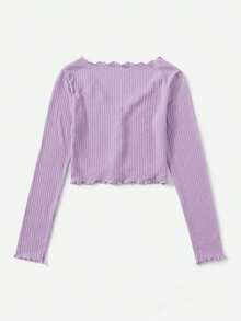 Camiseta De Punto De La Lechuga Con Botones Para Mujer - Lila Púrpura - Ver 2
