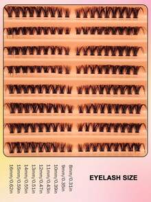 Asiteo 180pcs D-Curl Flared Cat Eye 40D Thin Personal False Eyelashes Set 8-16mm Natural Look Lash Clusters DIY For Beginners - D - View 5