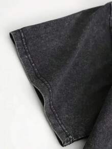 Washed - Camiseta de manga corta para hombre, de algodón puro, estilo vintage lavado, corte holgado retro americano | Hombres con estilo urbano y a la moda | Cómodo y agradable para la piel | Transpirable y no sofocante | Regalo de cumpleaños de un amigo | Enviado desde almacén local | Lavable a máquina - Negro - Ver 4