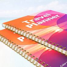 1 pieza Cuaderno planificador de viaje con tema A5 - Diseño de portada artística con degradado rosa-púrpura de atardecer sobre el mar, encuadernación espiral, adecuado para diario de viaje romántico, diario de viaje de paisaje, escritura del estado de ánimo del viaje, mejor regalo para parejas, familia, amigos y amigas - A5 - Ver 3