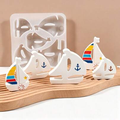 Silicone Mold For Clay Crafts - 5 Pieces Mini Sailboat, Resin, Wax Candle, DIY Pirate Ship Decor, Gypsum Mold