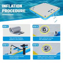 Non Slip Inflatable Air Dock Platform, Floating Island Raft With Rope Ladder, 6FT 7FT 8FT 10FT 12FT - 灰藍色 6 x 6 英尺 - 查看 4