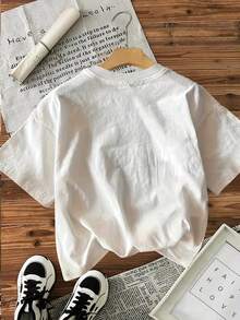 Camiseta Casual de Verano de Manga Corta para Mujeres de Tallas Grandes, Camiseta Casual de Manga Corta con Cuello Redondo y Estampado Gráfico de Loros y Frutas Coloridos. Transpirable, lavable a máquina, comodidad para todas las estaciones. Diseño multicolor vibrante, camiseta de manga corta para mujeres de talla grande, adecuada para el Día de San Valentín, Pascua y entusiastas del fútbol. Camiseta unisex de algodón holgada de manga corta y cuello redondo estilo vintage urbano. Blusas para mujer. blusas.blusas casuales para dama. - Blanco - Ver 2