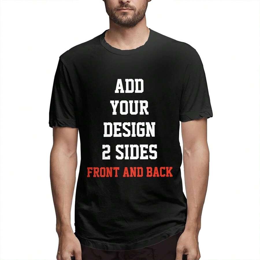 Camisetas Personalizadas para Hombre, Diseña tu Propio Diseño Frontal y Trasero, Tallas Grandes hasta 6XL - Negro - Ver 1