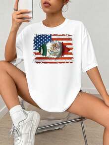 USA México Impresión gráfica Fusion Fl-ag, Estilo Art Grunge con Águila y Estrellas, Diseño Rojo Blanco Azul Verde, para Home Wall Decor.jpgRegalos personalizados: Camisetas para mujer con estilos que van desde lo moderno, hippie, casual y minimalista. Ropa masculina personalizada única, armarios cápsula y prendas básicas/urbanas para hombre. Regalos ideales para novios, familiares y amigos, adecuados para cumpleaños, vacaciones, colegio/competiciones, deportes/escalada y más, así como para la moda de otoño y eventos urbanos. Blanco verano. - Blanco - Ver 2