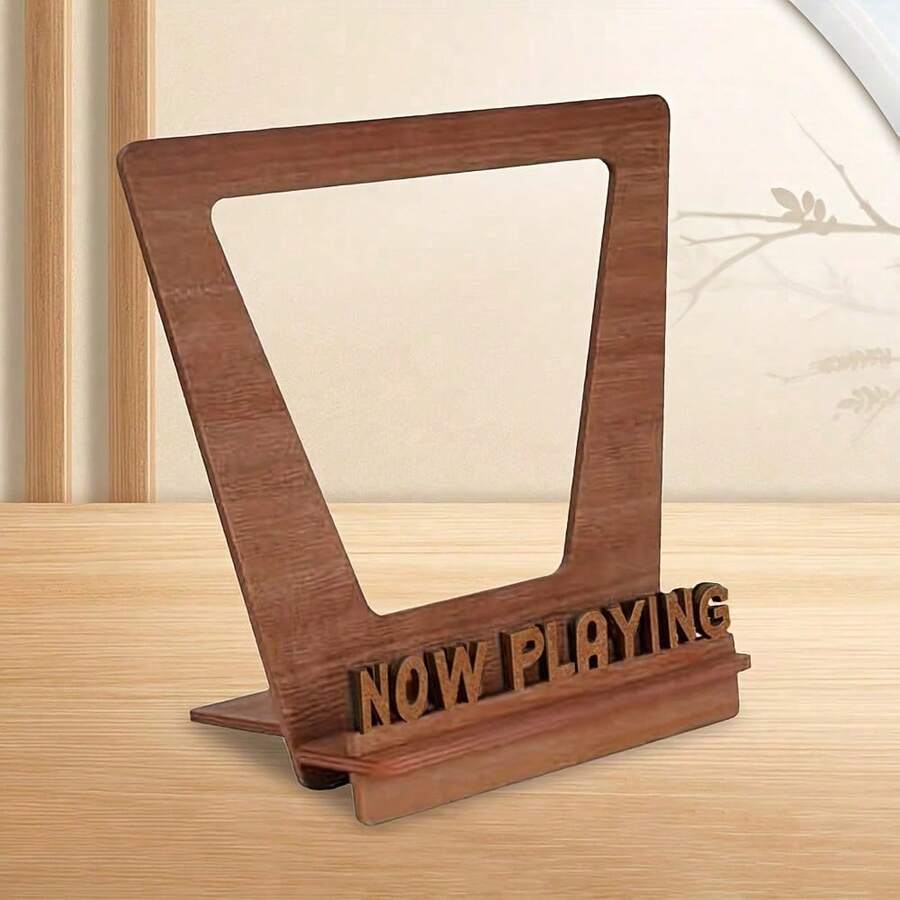 1pc Wooden Floor-Standing Vinyl Record Rack - With 3D Retro Font Design, Suitable For Turntable And Record Accessories Display