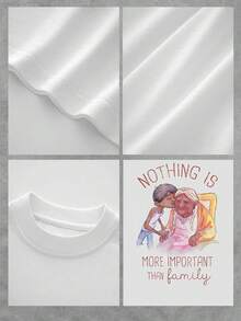 Touching Illustration Of An Older Woman With A Younger Woman Showing Her Affection And Respect, Conveying A Powerful Message About Family Ties And Unconditional Love. Comfortable And Casual Women's T-Shirt For Everyday Wear. - 白色 - 查看 4