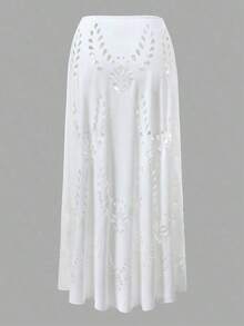 Swim Oasis Conjunto de traje de baño de una pieza con falda acampanada a juego, estampado floral blanco, romántico, para vacaciones, nuevo para primavera/verano 2022 - Blanco - Ver 7