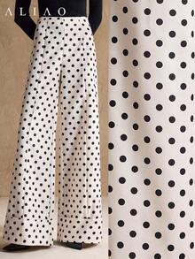 Pantalones anchos elegantes con lunares de Aliao, estilo otoñal, estilo de dinero antiguo, estilo de corte, modesto, casual de negocios, regreso a casa, bohemio, Año Nuevo - Multicolor - Ver 8