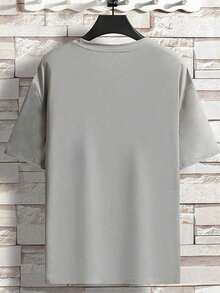 Short-Sleeved T-Shirt For Spring And Summer, American Style, With Printed Logo, For Young Men, Round Neck, Loose, Casual And Versatile. - Abu-abu - View 2