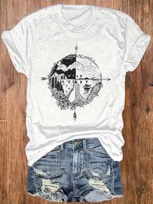 100% Cotton Women's T-Shirts 2026, Round Neck Printed T-Shirt, Women's Casual Short Sleeve Holiday Top, Korean Style Women's Clothing - White - View 3