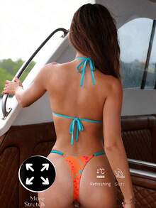 2026 Sommer Neue Sexy Strand Party Neckholder Bikini Set für Frauen Urlaub - Verschiedenfarbig - Übersicht 6