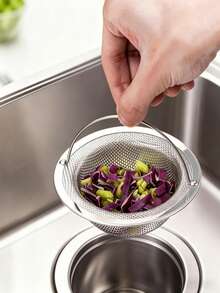 1pc Stainless Steel Kitchen Sink Drain Filter, Food Waste Collector, Fits Most Sink Drains, Kitchen Sink Strainer, Steel Sink Filter, Suitable For Valentine's Day, Wedding, Birthday, Kitchen, Kitchen Accessories - Multicolor - View 3
