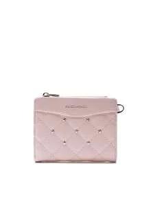 FOREVER FOR YOU 2026 New Arrival Soft Short Wallet, Rhombus Pattern Compact Zipper Wallet, Korean Minimalist Coin Purse - Pink - View 1