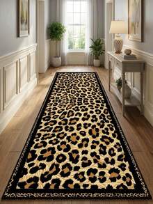 1 pieza Alfombra de pasillo con estampado de leopardo vintage, alfombra de estilo salvaje lujoso para decoración de pasillo, alfombra de pasillo, alfombra, alfombra de pasillo, alfombra pequeña, alfombra, decoración del hogar, alfombra de área, alfombra de área para sala de estar, decoración del hogar para sala de estar, decoración de habitación, alfombra lavable - Multicolor - Ver 2