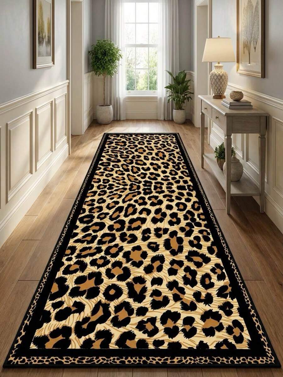 1 pieza Alfombra de pasillo con estampado de leopardo vintage, alfombra de estilo salvaje lujoso para decoración de pasillo, alfombra de pasillo, alfombra, alfombra de pasillo, alfombra pequeña, alfombra, decoración del hogar, alfombra de área, alfombra de área para sala de estar, decoración del hogar para sala de estar, decoración de habitación, alfombra lavable