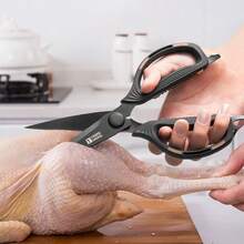 Multi-Purpose Heavy Duty Kitchen Scissors, Stainless Steel Shears, Flexible Handles, Thick & Sharp For Cutting Chicken Bones, Fruits, Vegetables And More, Suitable For Sewing, Office, School, Versatile Scissors, Black, Great Gift For Women - Stainless Steel Scissors - View 4
