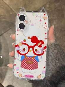 SANRIO 1个透明猫耳Hello Kitty猫咪手机壳，兼容 17、17 Pro、17 Pro Max、16、16 Pro、16 Pro Max、15、15 Pro、15 Pro Max、14 Pro Max、14 Pro、14、13 Pro Max、13 Pro、12 Pro Max、12 Pro、11、11 Pro Max、SE，时尚手机保护壳 - 彩色 - 查看 2
