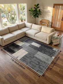 1 pieza Alfombra de sala de estar a cuadros grises, adecuada para cocina, comedor, dormitorio, decoración de habitación festiva, interior/exterior, oficina, vestíbulo, felpudo antideslizante, alfombra de baño, pasillo, área de estudio y juegos - Gris - Ver 18