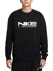 Nike Sportswear AS M NSW PREMIUM FLC GCEL 男士運動 T 恤，舒適時尚百搭圓領寬鬆長袖 T 恤，黑色 - 黑色 - 查看 1